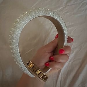 White sequin headband. Perfect for bachelorette